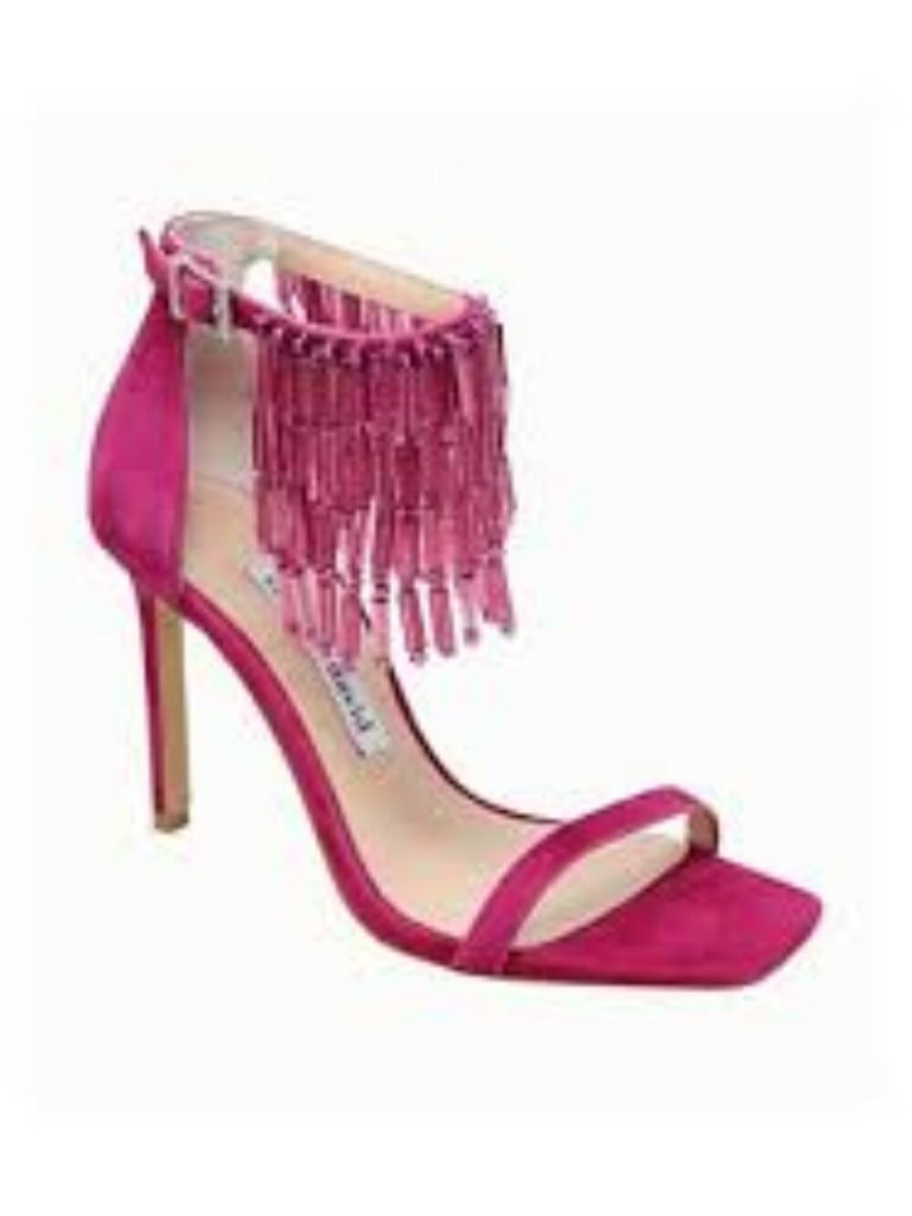 Charles David Pink Beaded Fringe Suede Heels